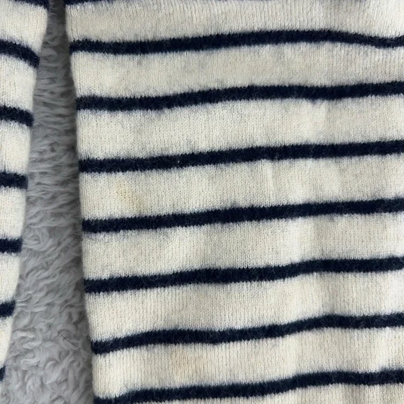 Burberry Brit Sweater Womens Large Striped Button Crewneck‎ Wool Cotton Pullover
